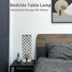 Crystal Table Lamps, Small Touch Desk Lamp Bedside Bedroom Lamp with 2 USB Charging Port Nightstand Night Light Room Decor for Kids Room, Home Office, Living Room,Bar, Restaurant (Black)