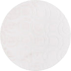 SAFAVIEH Washable Rug Faux Rabbit Fur Shag Collection - 6' Round, Ivory, Slip Resistant & Easy Cleaning, Ideal for Living Room, Bedroom, Kids Playroom, Nursery, Dining Space (FRF872A)