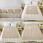 WESHIONGOO Chunky Knit Blanket Throw Knitted Throw Blankets for Couch Bed Fluffy Soft Blanket with Jumbo Chenille Yarn Thick 100% Handmade (Linen, 51"×63")