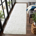 Macgace Fluffy Runner Rug, 2x6 Cream White Washable Hallway Area Rugs for Bedroom Living Room Kitchen Laundry, Long Shag Rug with Non Slip Rubber Backing Fuzzy Entryway Carpet Modern Home Decor