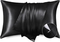 Bedsure Satin Pillowcase with Zipper, Similar to Silk Pillow Cases 2 Pack, Silky & Soft Satin Pillow Cases Standard Size for Hair and Skin, Black Pillow Covers, Gifts for Women Men, 20x26 Inches