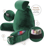 Clara Clark Reading Pillow with Shredded Memory Foam Includes 2 Neck and Lumber Support Pillows, Designed for Sitting Up in Bed and Couch Back and Arms Adjustable Support for Adults & Teens Dark Green