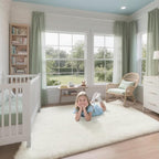 Shag Cream Rug 5x7 Area Rugs for Bedroom Living Room - Non Slip Ultra Soft Large Fluffy Fuzzy Shag Plush Shaggy Furry Rug for Dorm Kids Room Nursery Playroom, Home Office Modern Carpet Decor