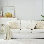 Chunky Cable Knit Throw Blanket Lightweight Cream 100% Organic Cotton Blanket for Sofa Couch Bed Baby Nursery, Rustic Shabby Chic Modern Farmhouse, 60” x 80” Give Laundering Bag