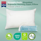 Snuggle-Pedic Adjustable Gel Cooling Pillow - Shredded Memory Foam Pillows for Side, Stomach & Back Sleepers - Keeps Shape - College Dorm Room Essentials for Girls and Guys - Standard