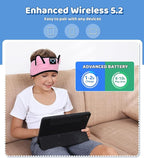 KIDSBAND Kids Headphones, Cozy Bluetooth Headphones for Kids with Wired Playback 3.5 MM Jack for School,Foldable Cat Ear Headset for Girls Boys Children,Kindle Tablet Cellphones Airplane Travel