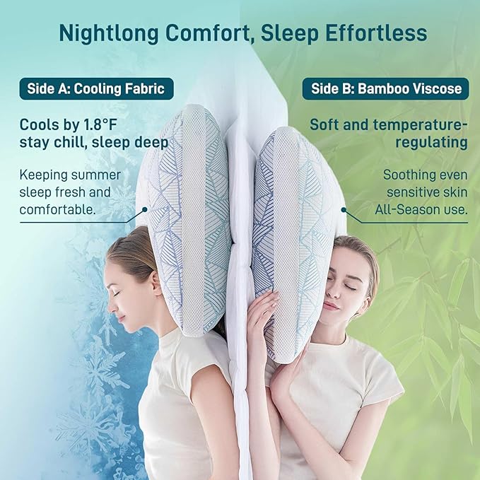 Sylvaris Shredded Memory Foam Cooling Soft Bamboo Viscose Pillow King Size, Adjustable Hypoallergenic Hotel Quality Bed Pillow for Side, Stomach or Back SleeperSleeper, Oeko-TEX Certified