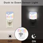 Mushroom Night Lights Plug Into Wall, Fanciful Playful Moon Stars Spring Pastel Peach Plug in Night Light with Dusk to Dawn Sensor for Guest Room Basement Office Decor 1pcs
