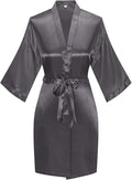 Women's Pure Color Satin Kimono Robe Short Bridesmaids Robe Dressing Gown