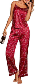 Ekouaer Women Silk Satin Pajamas Sleeveless Pjs Set 2 Piece Summer Loungewear Sleepwear with Pockets S-XXL