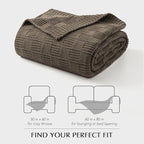 EVERGRACEHOME Modern Checkered Chenille Throw Blanket, Soft Cozy Plaid Knitted Chair Blanket for Sofa Couch, Decorative Knit Throw for Bed and Living Room, Mocha Brown, 50" x 60"