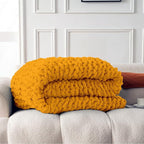 Ultra Soft Chunky Knit Blanket Throw -50x60 Hand Knitted Warm Chenille Throw, Home Decor Soft Thick Yarn Cable Knit Blanket Breathable Fleece Banket Christmas for Couch Bed Sofa Best GIF