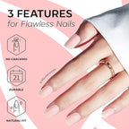 Modelones Whisper Pink Press on Nails, Spring Short Square Fake Nails, Reusable Nail Kit with Nail Glue Adhesive Tabs Mini Nail File, Nails Press Ons 32Pcs16 Sizes, Women Girl Gift
