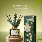Airkeep Reed Diffuser Set with 6.76 fl oz Jasmine Lily Scent Essential Oils and 3 Leaves & 8 Diffuser Sticks,Bathroom Shelf Decor & Air Freshener, House Bedroom Office Decor & Gifts