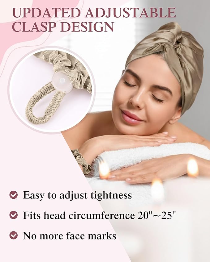 Canlierr 5 Set Adjustable Silk Satin Bonnet for Sleeping Women Scrunchie Double Layer Night Cap Sleep Turban Hair Wrap Unisex