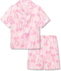 Beezizac Little & Big Girls Satin Silky Button Pajama Summer Short Sleeves Set Trendy Outfit Kid Size 6-16