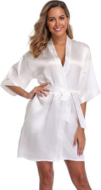 Robe for Women Silky Lightweight Satin Kimono Bride Bridesmaids Wedding Party Robes Dressing Gown Summer Loungewear