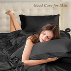 Vielit Standard Satin Pillowcase for Hair 2pc,Similar to Silk Pillow Cases,Easier Care Than Silk Pillowcase,Gifts for Women Men,Black,20x26 & Envelope Closure and 2 Satin Scrunchies