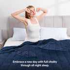 Wemore Minky Dot Weighted Blanket for Adults Twin Size 15 lb, Soft Heavy Blanket for Stress Relief and Sleep Promotion, Breathable Blanket for All-Season with Glass Beads, Navy Blue 60 x 80 inches
