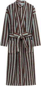 Oplxuo Women's Fuzzy Fleece Robe Long Striped Plush Bathrobe Warm Thick Fluffy Oversized Loungewear Maxi Robes with Pockets