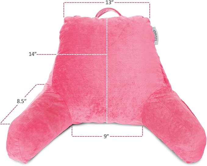 Clara Clark Reading Pillow for Kids & Teens with Shredded Memory Foam, Backrest Pillows for Reading, Watching, and Gaming, Use on The Couch, Bed, or Floor, Adjustable Support Washable Cover Light Pink