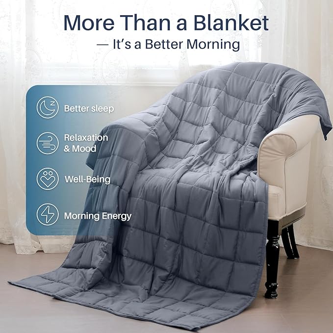 Weighted Idea Weighted Blanket for Adults (Dark Grey,80"x87",25lbs) Cooling Breathable Heavy Blanket with Premium Glass Beads All-Season Soft Thick Comfort
