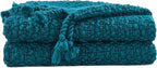Home Soft Things Basket Weave Throw Blanket, Soft Cozy Warm Blanket with Braided Decorative Throw for Couch Sofa Outdoor Indoor, Teal, 50''x60