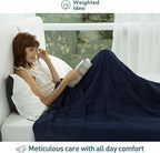 Weighted Idea Weighted Blanket for Adults (Navy Blue,60"x80",20lbs) Cooling Breathable Heavy Blanket with Premium Glass Beads All-Season Soft Thick Comfort