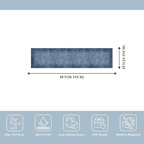 2x8 Washable Hallway Runner Rug – Non-Slip Modern Abstract Neutral Low-Pile Stain-Resistant Carpet Runner for Kitchen Entryway Bedroom Bathroom (Navy Blue,2x8)