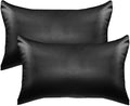 Elegant Comfort 2-Pack Cooling Viscose Satin Pillowcase Set with Hidden Zipper Closure, Silky Smooth for Best Hair and Skin Care-Beautiful Gift Box-2-Piece Satin Pillowcase Set, King, Black