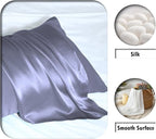 Silk Pillow Cases 2 Pack,Soft Breathable and Sliky Standard Size Pillow Cases Set of 2,Natural Mulberry Silk Pillowcase Set of 2 for Hair and Skin with Hidden Zipper (Grayish Blue,20"X 26",2pcs)