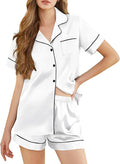 Silk Pajamas for Women Short Sleeve Sleepwear Soft Button Down Loungewear 2 Piece Satin Pjs Shorts Set S-XXL