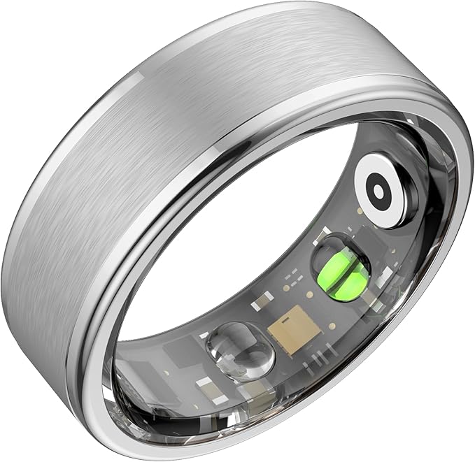 Smart Ring for Women Men,Fitness Ring with 24/7 Activity Tracking,Stress,Sleep Monitoring,No APP Subscription Fees,Compatible with iOS & Android, HarmonyOS Silver, 7#