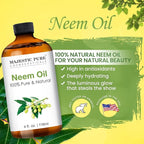 Majestic Pure Essential Oil with Glass Dropper - 100% Pure and Natural - Essential Oils for Diffuser, Aromatherapy, Soap and Candle Making, Neem Essential Oil, Neem Oil, 4 Fl Oz