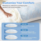 Cooling Bed Pillows for Sleeping 2 Pack Shredded Memory Foam Pillows Queen Size Set of 2 Adjustable Supportive Pillow for Back Stomach Side Sleepers Washable Removable Cover