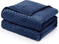 Wemore Minky Dot Weighted Blanket for Adults King Size 25 lbs, Soft Cozy Heavy Blanket for Bed and Couch, Breathable Blanket for All-Season with Glass Beads, Navy Blue 80 x 87 inches