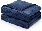 Wemore Minky Dot Weighted Blanket for Adults King Size 25 lbs, Soft Cozy Heavy Blanket for Bed and Couch, Breathable Blanket for All-Season with Glass Beads, Navy Blue 80 x 87 inches