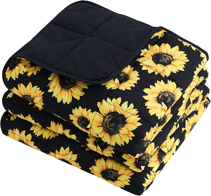 Sunflower Weighted Blanket for Adults 20lbs, 48"x72", Twin Full Size Cooling Heavy Throw Blanket for 130-220lbs, Microfiber Soft Thick Big Blankets Weighted Comforter Gift for Sleeping
