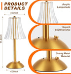 Liliful 6 Pcs Cordless Table Lamp Rechargeable Touch LED Small Gold Portable Battery Operated USB-c Desk Lamp 3 Color Dimmable for Bedroom Living Room Dining (Gold,Rose Style)