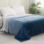 Elegant Comfort Luxury Velvety Feel Blanket, All-Season Lightweight Blanket, Ultra Plush, Soft, Cozy-Fuzzy Flannel Fleece for Couch, Sofa, Bed, Travel, Ombre Design, King/California King, Blue