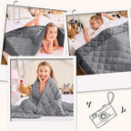 Grey Weighted Blanket Kids 10lbs, 40"x60", Breathable Cooling Minky Heavy Throw Blanket for 80-120lbs, Soft Winter Thick Big Blankets Weighted Comforter Gift for Sleeping