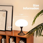 MAGCHARM Mushroom Lamp, 5W LED Cordless Rechargeable Table Lamp with Glass Shade, Small Retro Dimmable Touch Light with 3 Color Temps, Aesthetic Mid Century Bedside Light for Bedroom Ambient, Black