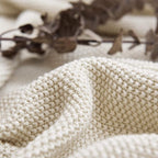 Longhui bedding Cream Cotton Cable Knit Throw Blanket for Couch Sofa Bed, Home Decorative Throw Blanket for Couch, Lightweight Woven Throw Blankets with Bonus Laundering Bag, 3.4 Pounds 60 x 80 Beige