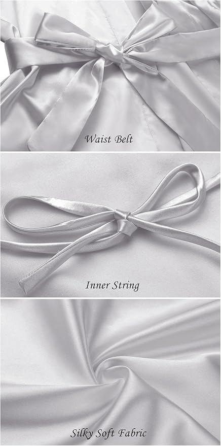 Women's Short Silky Robes Womens Satin Bathrobe Bride Bridesmaid Wedding Party Sleepwear Loungewear