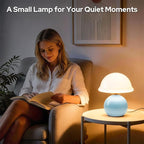 Mushroom Table Lamp for Bedroom, Cozy Bedside Lamp with Glass Shade, Stepless Dimmable Nightstand Lamp for Relaxing Bedroom Decor & Aesthetic Home (Blue)