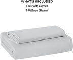 Bedsure Duvet Cover Twin/Twin XL Size - Soft Double Brushed Bedding Set for Kids & Adults, Zipper Closure, 2 Pieces, Includes 1 Duvet Cover (68"x90") & 1 Pillow Sham, NO Comforter, Silver Grey