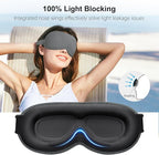 Gritin 100% Blackout Sleep Eye Mask for Women Men,Zero Eye Pressure Sleeping Mask-Ergonomic Design 3D Cutout Eye Movement and Eyelash Friendly Night Blindfold,Ultra Soft&Comfortable for Sleeping-Grey