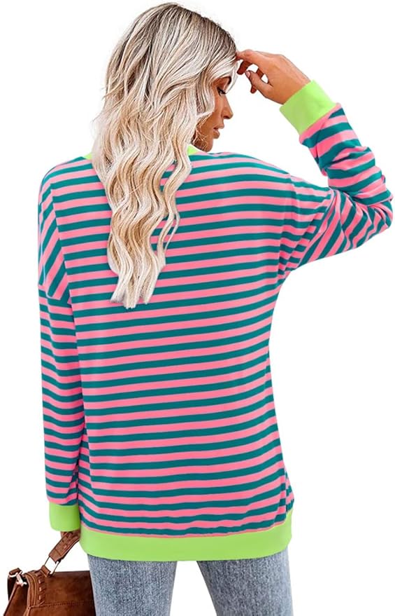 Magritta Women's Long Sleeve Leopard Color Block Tunic Comfy Crewneck T Shirt Tops Black XL
