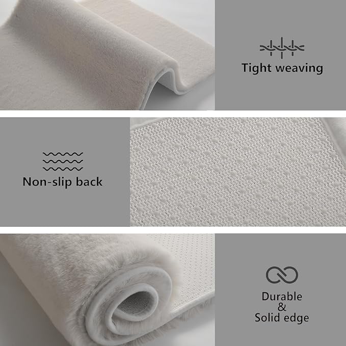 Solid Color Rabbit Fur Carpet, Ultra-Soft and Cozy, Perfect for Bedroom, Living Room Decor and Comfort (Beige, 4' x 6')