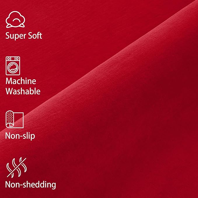 Softlife Red 2x6 Area Rug for Bedroom Living Room, Solid Non-Slip Fluffy Carpet with Soft Low Pile for Kids Boys Girls, Machine Washable Runner Rugs Fuzzy Aethetic Home Dorm Decor